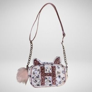Justice Animal Print Purse With Cat Ears and Sparkling H Initial